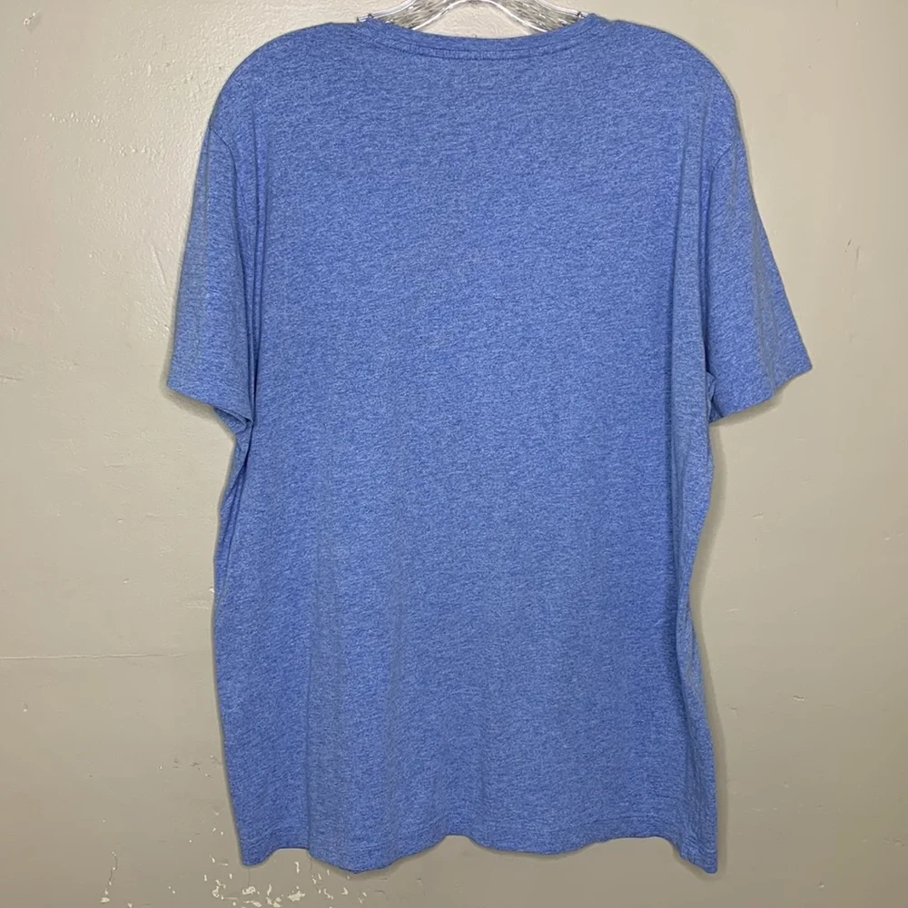 BANANA REPUBLIC Pima Performance Tee V-Neck Heathered Blue Shirt, Large